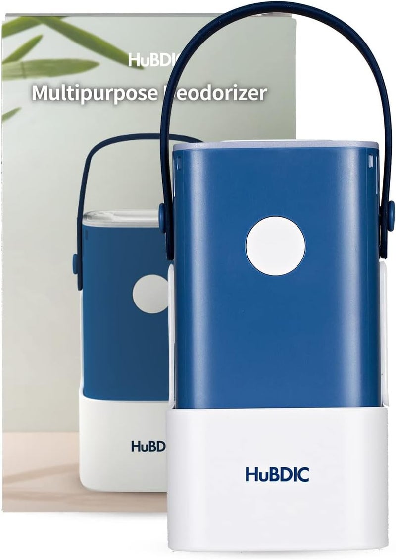 Hubdic منقي الهواء المحمول الصغير من هوبى كير - هواء لاسلكي لا يحتاج إلى فلتر HEPA ويزيل الروائح - للسيارات، فضلات الحيوانات الأليفة، وخزانة الأحذية (أزرق) - Image 2